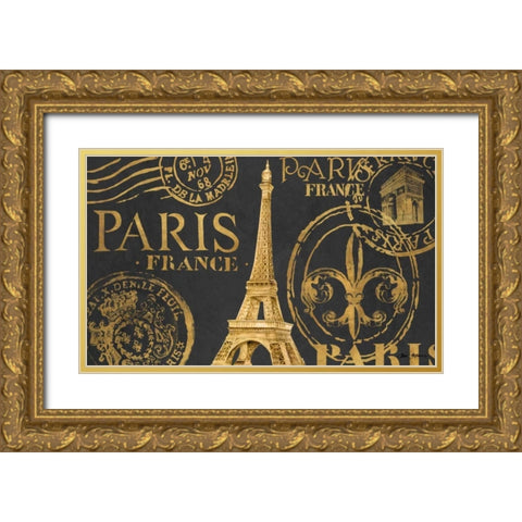 Letters from Paris II Gold Ornate Wood Framed Art Print with Double Matting by Gaynor, Janice