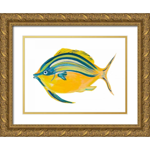 Fishy III Gold Ornate Wood Framed Art Print with Double Matting by DeRice, Julie