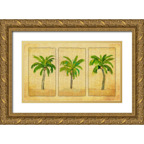 Palm Trio Gold Ornate Wood Framed Art Print with Double Matting by DeRice, Julie