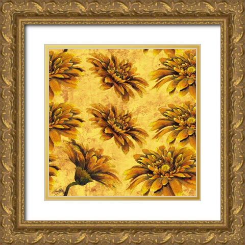 Yellow Floral Pattern I Gold Ornate Wood Framed Art Print with Double Matting by Medley, Elizabeth