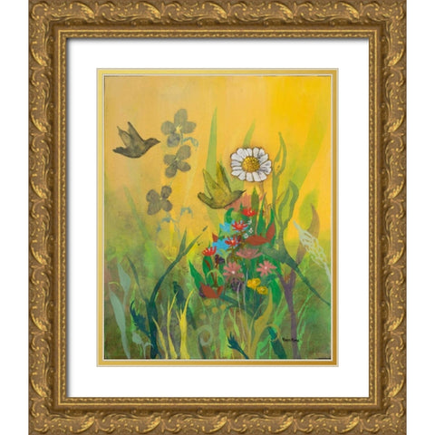 Waking Up with Sunshine Gold Ornate Wood Framed Art Print with Double Matting by Maria, Robin