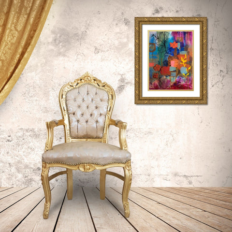Bloom Where You Are Gold Ornate Wood Framed Art Print with Double Matting by Maria, Robin