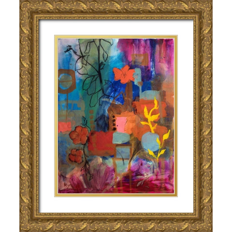 Bloom Where You Are Gold Ornate Wood Framed Art Print with Double Matting by Maria, Robin