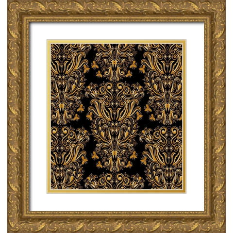 Damask I Gold Ornate Wood Framed Art Print with Double Matting by Biscardi, Nicholas
