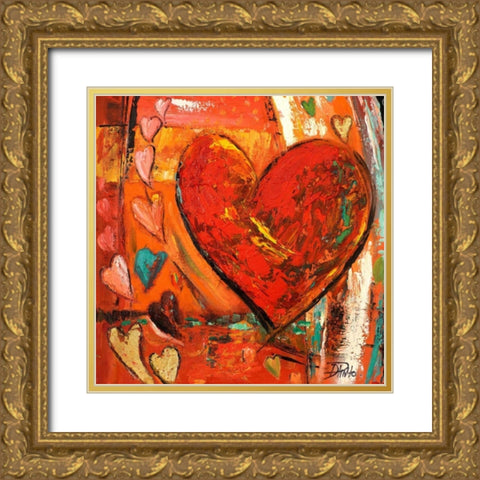 Hippie Hearts I Gold Ornate Wood Framed Art Print with Double Matting by Pinto, Patricia