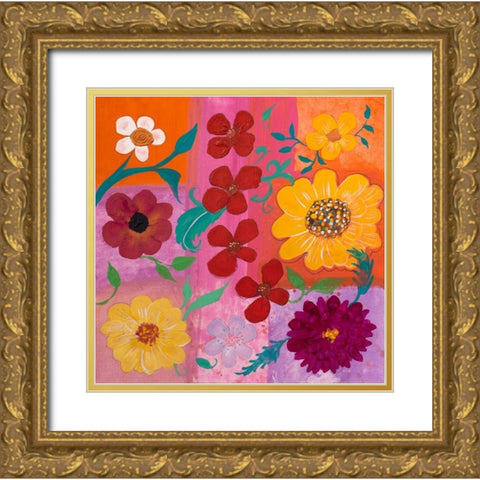 Floral Pattern I Gold Ornate Wood Framed Art Print with Double Matting by Maria, Robin