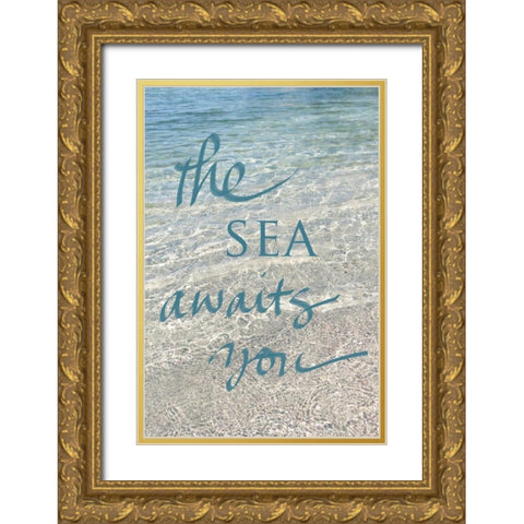 Sea Awaits You Gold Ornate Wood Framed Art Print with Double Matting by Gardner, Sarah