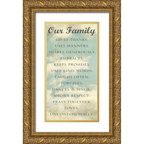 Our Family Gold Ornate Wood Framed Art Print with Double Matting by Gardner, Sarah