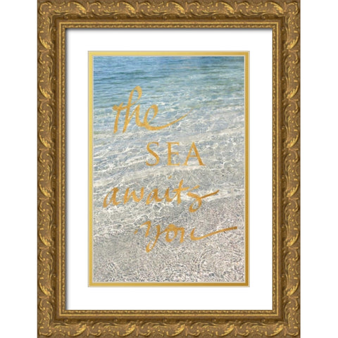 Sea Awaits You Gold Ornate Wood Framed Art Print with Double Matting by Gardner, Sarah