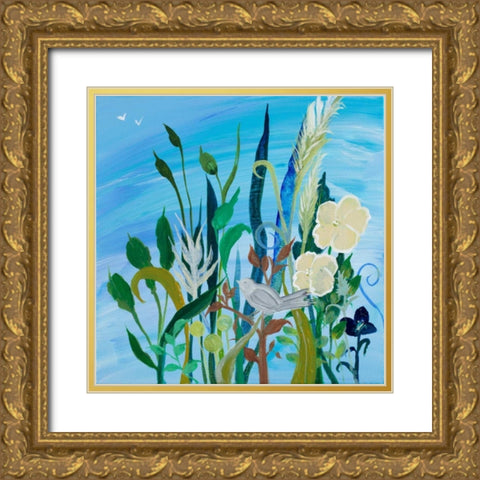 Awaiting Song I Gold Ornate Wood Framed Art Print with Double Matting by Maria, Robin