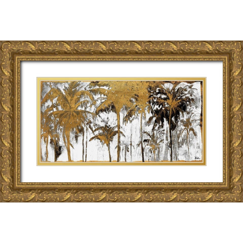 Luxe Palms I Gold Ornate Wood Framed Art Print with Double Matting by Pinto, Patricia