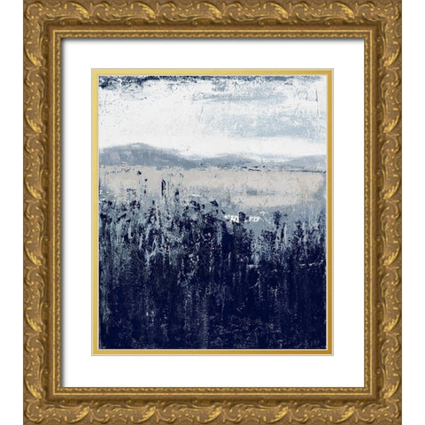 Indigo Contemporary I Gold Ornate Wood Framed Art Print with Double Matting by Pinto, Patricia