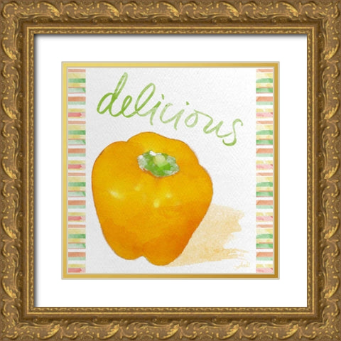 Watercolor Pepper I Gold Ornate Wood Framed Art Print with Double Matting by Metz, Andi