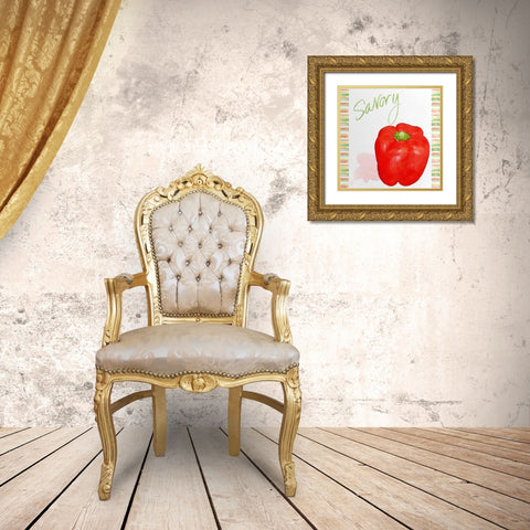 Watercolor Pepper IV Gold Ornate Wood Framed Art Print with Double Matting by Metz, Andi