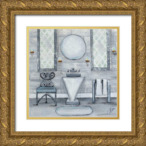 Grey Bath I Gold Ornate Wood Framed Art Print with Double Matting by Ritter, Gina