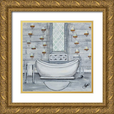 Grey Bath II Gold Ornate Wood Framed Art Print with Double Matting by Ritter, Gina