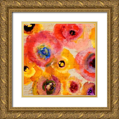 Red Musical Floral Gold Ornate Wood Framed Art Print with Double Matting by Loreth, Lanie
