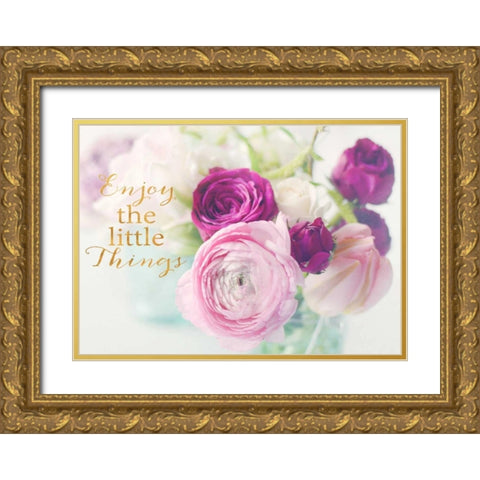 Enjoy the little things Gold Ornate Wood Framed Art Print with Double Matting by Gardner, Sarah