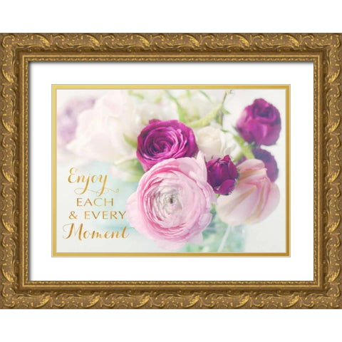 Enjoy the Moments Gold Ornate Wood Framed Art Print with Double Matting by Gardner, Sarah
