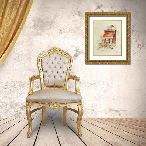 Cafe Du Paris I Gold Ornate Wood Framed Art Print with Double Matting by Pinto, Patricia