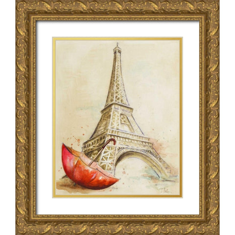 Tour Eiffel Gold Ornate Wood Framed Art Print with Double Matting by Pinto, Patricia