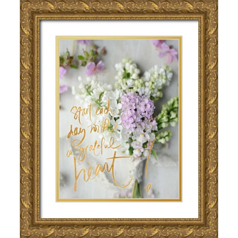 Start Each Day Gold Ornate Wood Framed Art Print with Double Matting by Gardner, Sarah