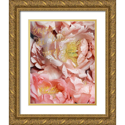 Enjoy the Little Things Gold Ornate Wood Framed Art Print with Double Matting by Gardner, Sarah