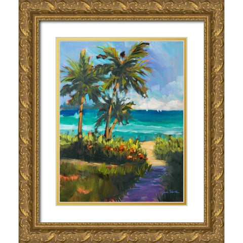 Caribbean View II Gold Ornate Wood Framed Art Print with Double Matting by Slivka, Jane