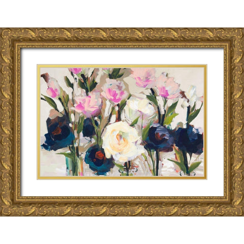 Romantic Blossoms Neutral Gold Ornate Wood Framed Art Print with Double Matting by Slivka, Jane