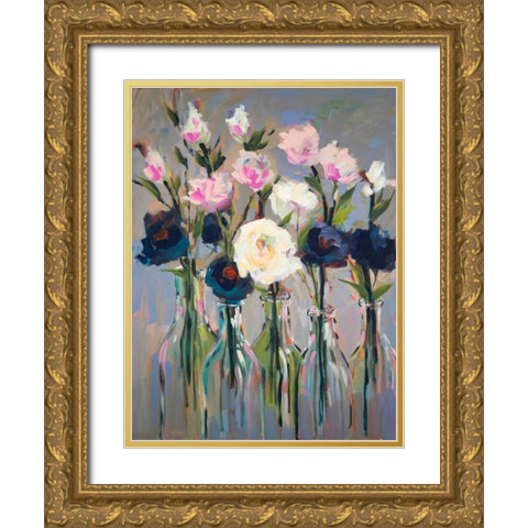 Romantic Blossoms Gold Ornate Wood Framed Art Print with Double Matting by Slivka, Jane