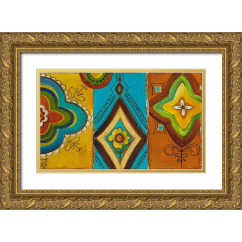 Quatrefoil Trio I Gold Ornate Wood Framed Art Print with Double Matting by Pinto, Patricia