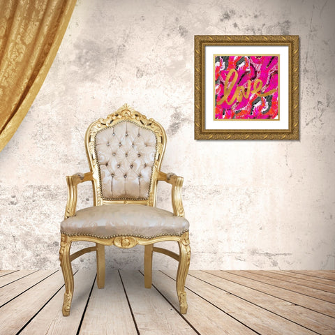 Pink Love Gold Ornate Wood Framed Art Print with Double Matting by Biscardi, Nicholas