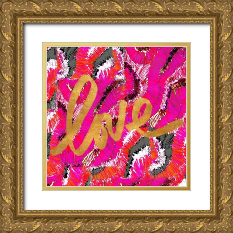 Pink Love Gold Ornate Wood Framed Art Print with Double Matting by Biscardi, Nicholas