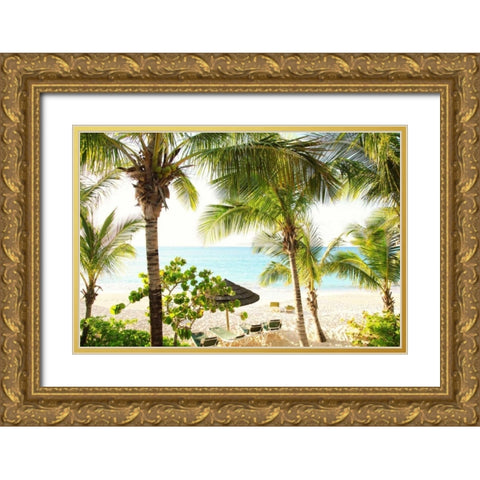 Sitting Under the Palms Gold Ornate Wood Framed Art Print with Double Matting by Bryant, Susan