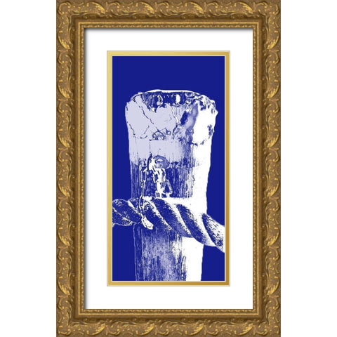 Indigo Pier Panel II Gold Ornate Wood Framed Art Print with Double Matting by Bryant, Susan
