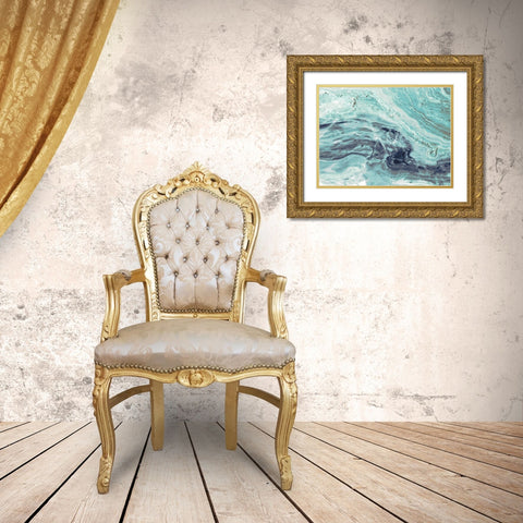 Aqua Mineral Gold Ornate Wood Framed Art Print with Double Matting by Bryant, Susan