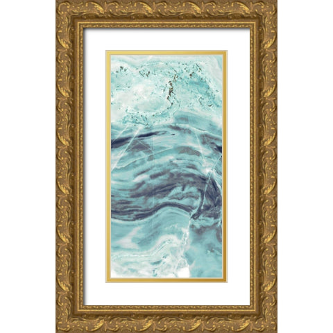 Aqua Mineral Panel I Gold Ornate Wood Framed Art Print with Double Matting by Bryant, Susan