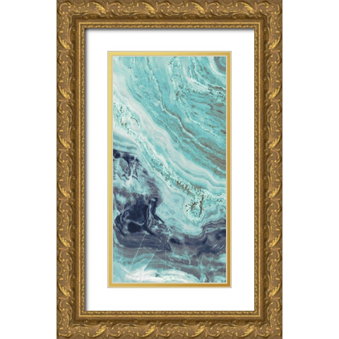 Aqua Mineral Panel II Gold Ornate Wood Framed Art Print with Double Matting by Bryant, Susan
