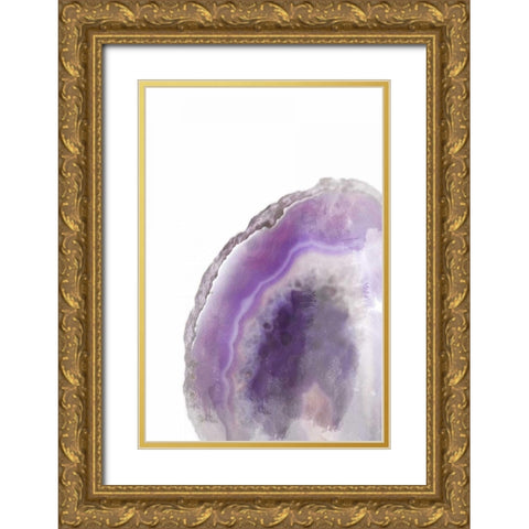 Purple Watercolor Agate Rectangle Gold Ornate Wood Framed Art Print with Double Matting by Bryant, Susan