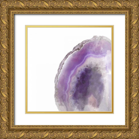 Purple Watercolor Agate Square Gold Ornate Wood Framed Art Print with Double Matting by Bryant, Susan