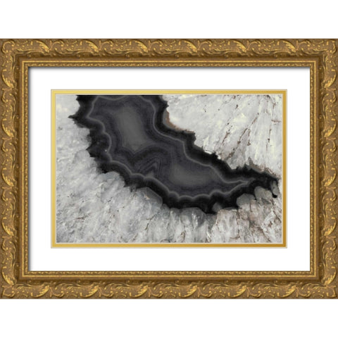 Dark Watercolor Agate Square Gold Ornate Wood Framed Art Print with Double Matting by Bryant, Susan