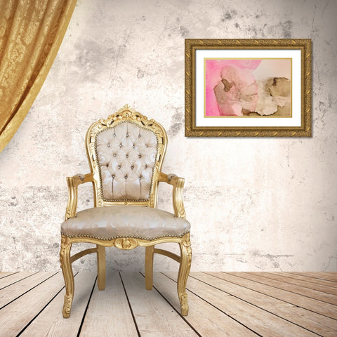 Pink Watercolor Gold Ornate Wood Framed Art Print with Double Matting by Bryant, Susan
