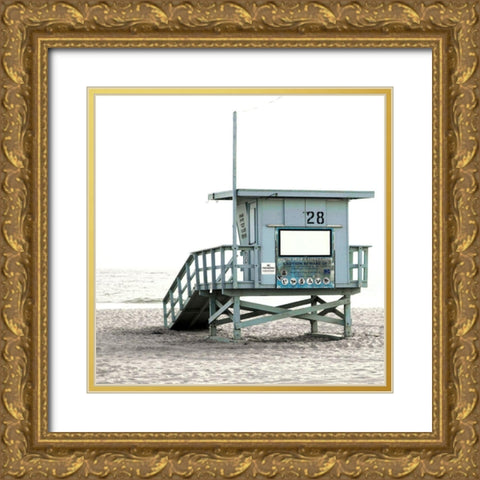Lifeguard House Gold Ornate Wood Framed Art Print with Double Matting by Bryant, Susan