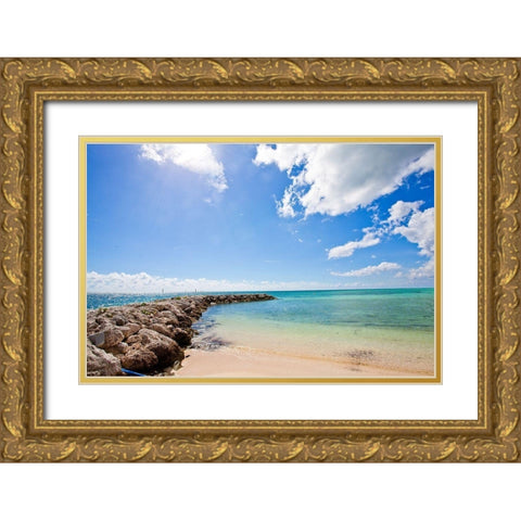 Rock Pier Gold Ornate Wood Framed Art Print with Double Matting by Bryant, Susan