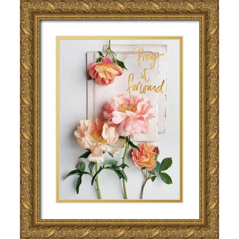Pray it Forward Gold Ornate Wood Framed Art Print with Double Matting by Gardner, Sarah