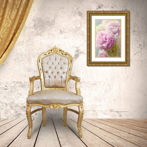 Soft Pink Blooms Gold Ornate Wood Framed Art Print with Double Matting by Gardner, Sarah