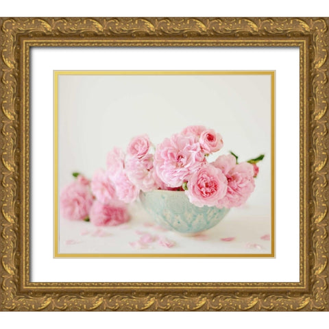 Petals and Porcelain Gold Ornate Wood Framed Art Print with Double Matting by Gardner, Sarah