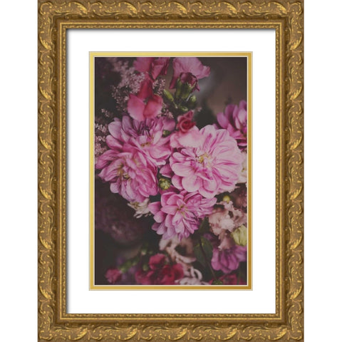 Dark Floral Gold Ornate Wood Framed Art Print with Double Matting by Gardner, Sarah