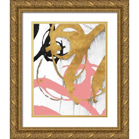 Rose Gold Strokes I Gold Ornate Wood Framed Art Print with Double Matting by Morris, Megan