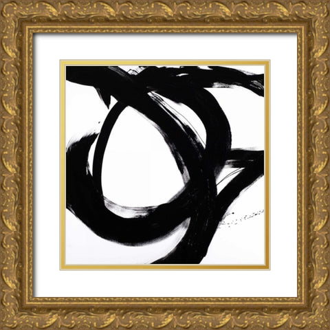 Circular Strokes I Gold Ornate Wood Framed Art Print with Double Matting by Morris, Megan